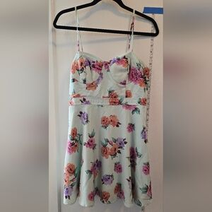 Forever 21 | Pastel blue floral print spaghetti strap summer dress | Large